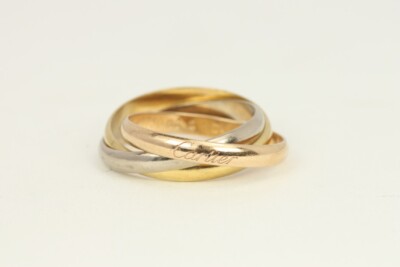 T*e様 Cartier 750YG C2 ring 18K #56 Cartier 18K 750 Gold Tri-Color 3@ 2.7mm Trinity Ring EU 56 Size 7