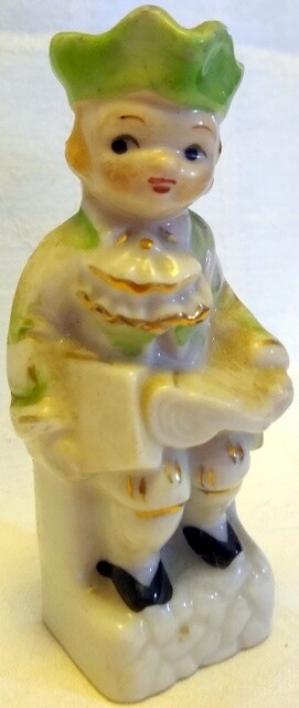 Vintage SHADOWBOX FIGURINE From Japan GOLD TRIMMED Student Or Character