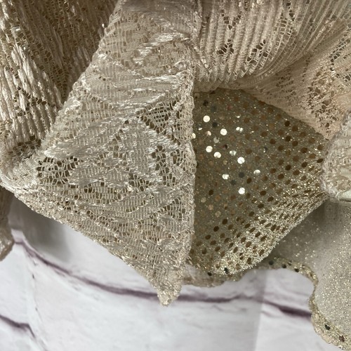 R&M Richards by Karen Wong Jacket Womens SZ 16 Sparkle Holiday Cream Open Front - Picture 7 of 11