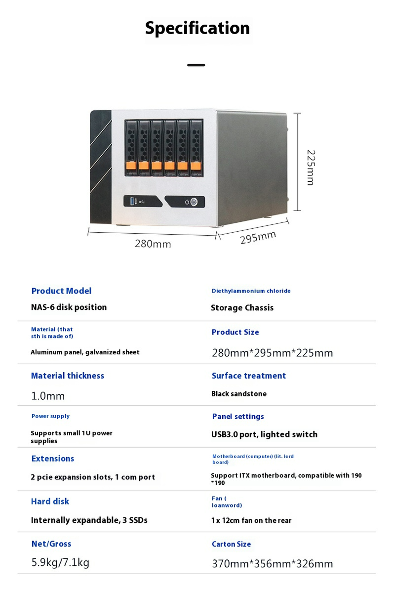 Nas 6-drive Storage Server Home Private Cloud Desktop Hot