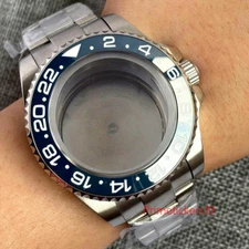 43mm Watch Case Steel Band Fit NH35 NH36 ETA2836 PT5000 Miyota82 Screwdown Crown