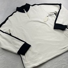 NEW Swet Tailor 1/4 Zip L Black White Stretch Microfleece Slalom Stripe