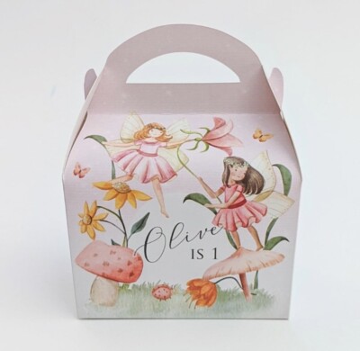 FAIRY Fairies Boho Personalised Party Box  Gift Treat Lunch Favour Birthday