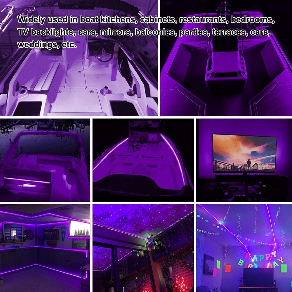 LED Black Light Night Fishing LED Strip UV Ultraviolet boat bass