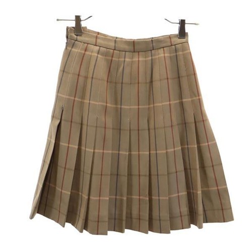 Burberrys 90s wool check Mini length Pleated skirt Brown Side zip Women - Picture 2 of 7
