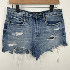 Blank NYC The Barrow Vintage High Rise short blue denim jean Sz 28 distressed