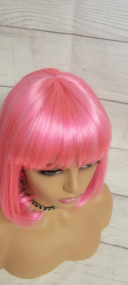 PELUCA BOB BANG SEDOSA RECTA LONGITUD BARBILLA CLEOPATRA ROSA INTENSO COSPLAY - SEPIA Foto 2 de 4