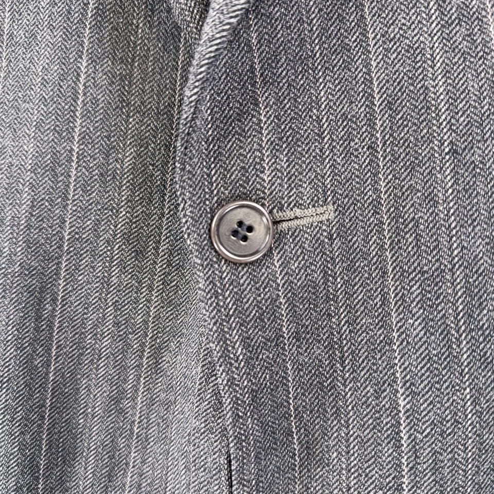 J CREW Vintage Sport Coat Men's 42R Gray Striped Wool Suit Jacket USA MADE - Image 4 of 4