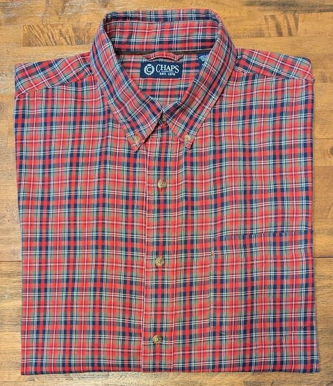 CHAPS BUTTON DOWN PLAID LIGHTWEIGHT BRUSHED COTTO… - image 2