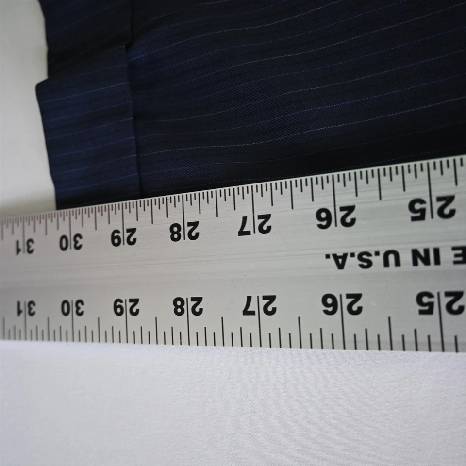 Pantalones de vestir Jos A Bank 36x30 azul marino a rayas firma dorados plisados 100 % lana Foto 4 de 4