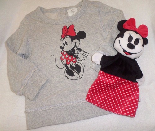 GIRLS 3-6M CLASSIC DISNEY MINNIE MOUSE SWEATSHIRT & HAND PUPPET NWT