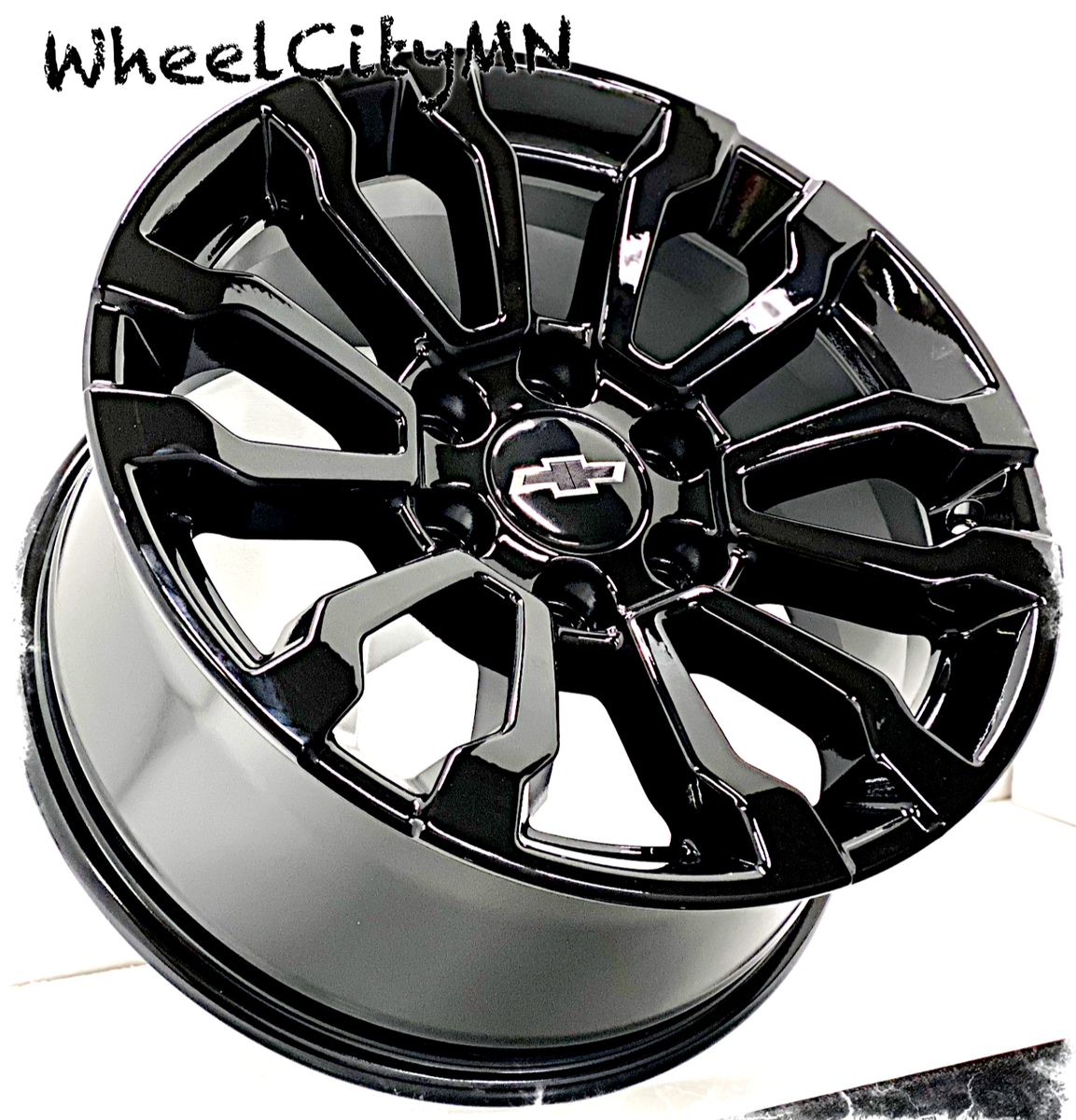 18” Gloss Black OE 5909 Replica AT4 Wheels fits 2024 Chevy