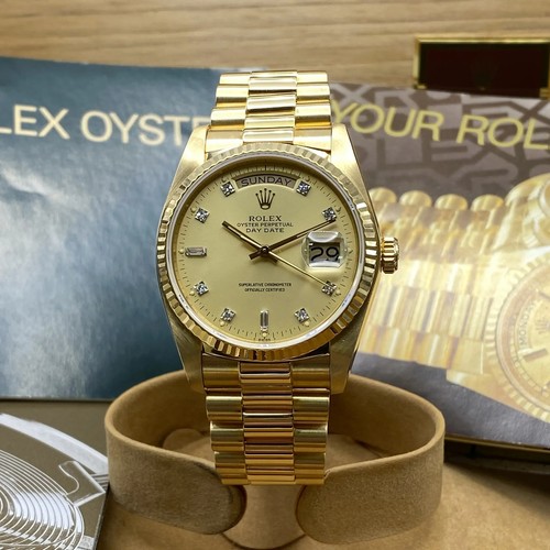 Rolex Day-Date 18038 or Jaune Champagne Diamant Cadran Simple Rapide Montre - Photo 2 sur 10
