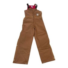 Carhartt Double Knee Bib Overalls 50x32 Duck Quilt Lined Zip To Waist R04BRN