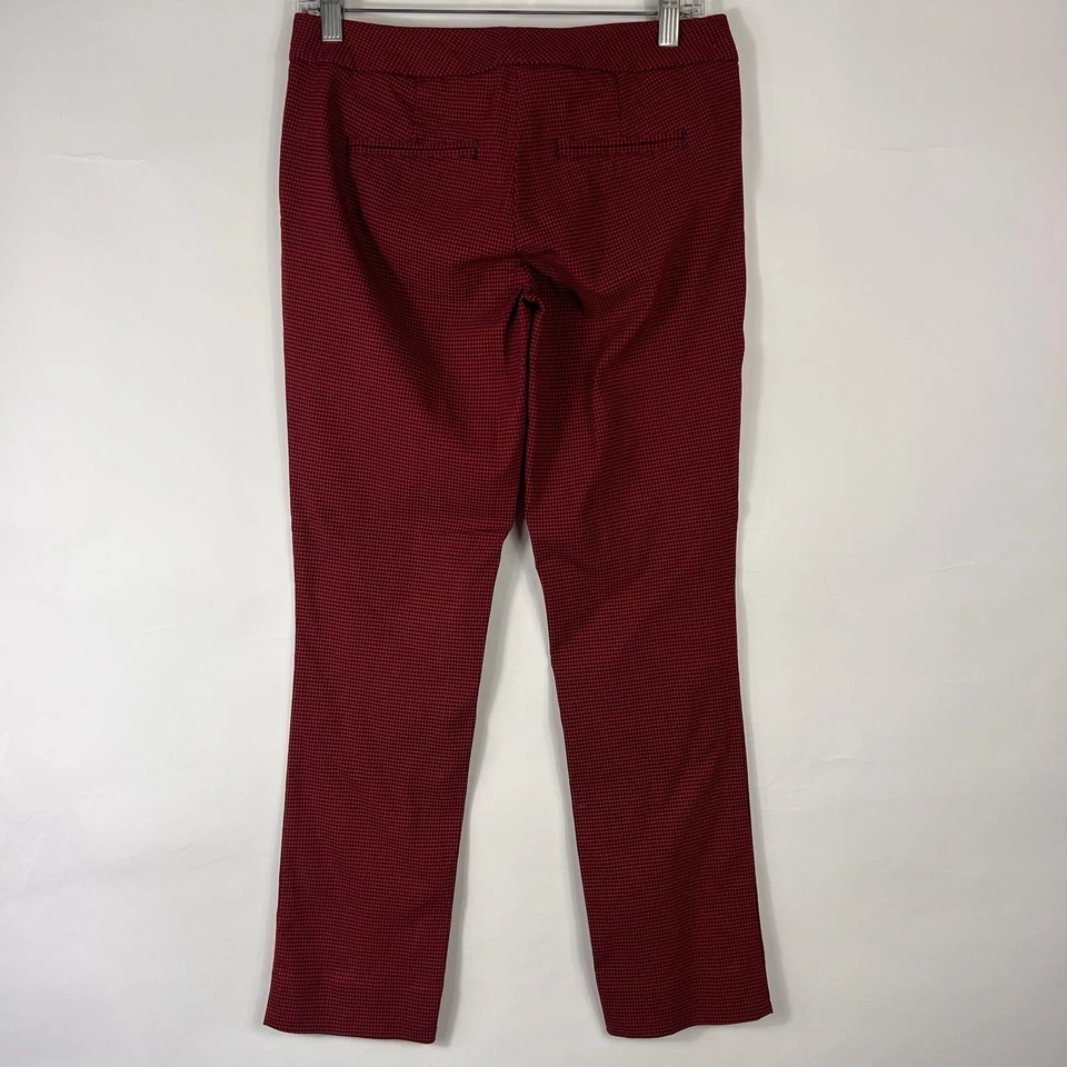 Pantalones para mujer The Limited talla 2 tobillo recto elástico exacto pata de gallo rojo Foto 4 de 4