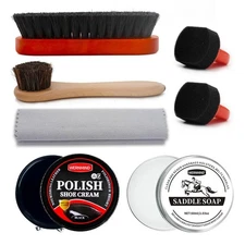 Black Brown Shoe Polish Kit Saddle Soap Mink Oil Leather Boot Shoe ... Fast Ship