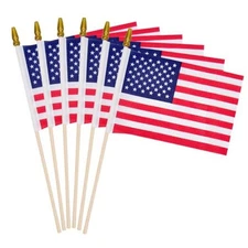6 Pcs 4x6 Inch American Flags on Sticks, Mini Handheld US Flags Stick with 