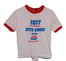 Vintage 77 International  Auto Show in the Dome Ringer Tshirt   Distressed As-Is