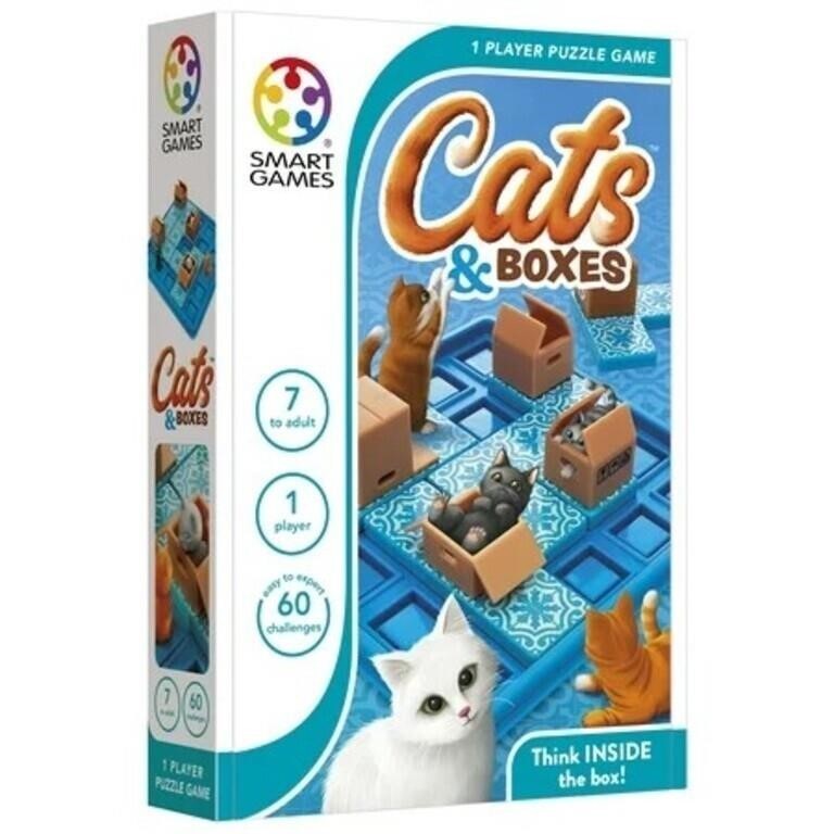 Cats & Boxes Logic Puzzle Game with 60 Challenges for Ages 7+