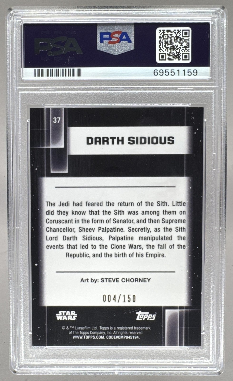 1159 Darth Sidious 2021 Topps Chrome Star Wars Atomic Refractor /150 PSA 10 view 2
