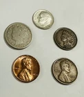 Starter Collection Lot of 5 US Coins SILVER & 100+ YEAR OLD- NO Junk coins #SC 6