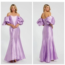 Mac Duggal Sweetheart Off The Shoulder Puff Sleeve Gown Lilac Womens 14 NEW