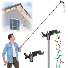 Nigelia 3-15Ft Christmas Light Hanger Pole with Utility Hook, Adjustable Exte...
