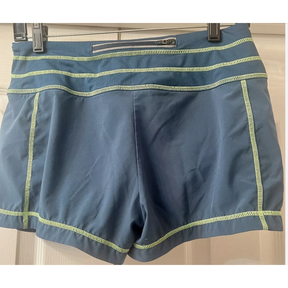 Pantalones Cortos Athleta Para Mujer M Verde Azulado Elastizados Cintura Forrados Atletismo Correr BOGO Foto 2 de 4