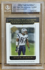 Deion Branch 2005 Topps Vault 40th Anniversary 1st Edition Blank Back #2/3 BGS