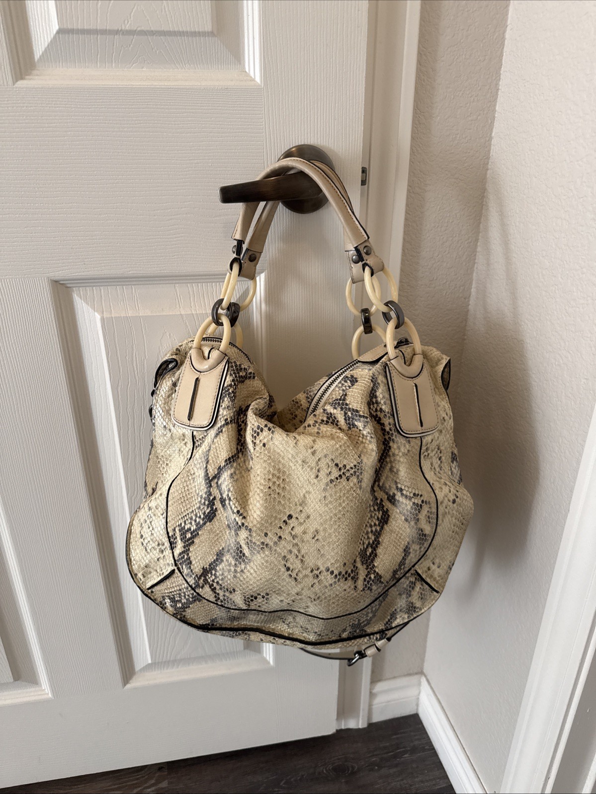 Coach Kristin Embossed Python Metallic Leather Sh… - image 2