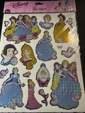Disney Princess Holographic Stickers, One Sheet 9 3/4  X 8  Brand New Disney  