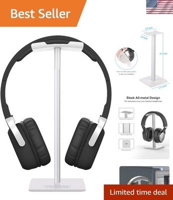Compact White Headphone Holder with Sturdy Base - Perfect for Home and Office