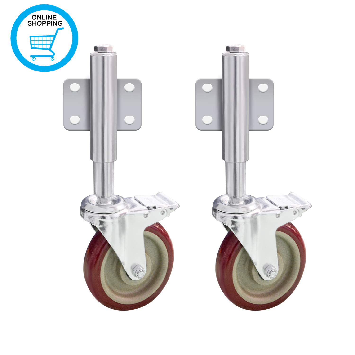 2Pcs Gate Wheel 5"" Spring Loaded Gate Castor Wheels Heavy Duty Retractable Swive