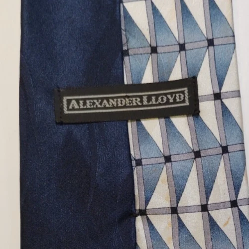 Corbata clásica vintage Alexander Lloyd para hombre @62" de longitud 100 % seda geométrica Foto 4 de 4