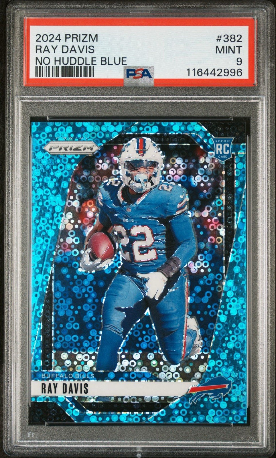 2024 Panini Prizm Rookies No Huddle Blue Prizm 49/99 Ray Davis #382 PSA MINT 9 