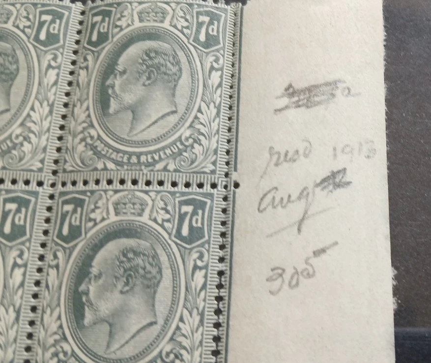 VERY RARE MINT Block of 12 GB KEVII 7d SG305 SlateGrey Unmounted Unhinged Stamps - Image 3 of 4