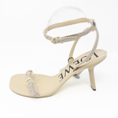 Loewe Oat Milk Crystal Strappy Heels 90mm Size 40 EU New with Box & Dust Bag