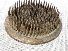 Vintage Round Heavy Metal Spike Flower Floral Frog 3 inch