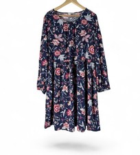 Old Navy Women Long Sleeve Dress Floral Multicolor Scoop Neck Keyhole Size L