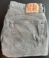 Levis 505 Jeans Mens 36x32 Gray Regular Fit Straight Leg Denim Charcoal Cotton