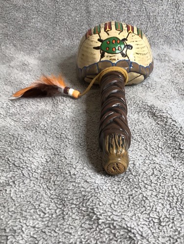 Keramik Indianer Schildkröte Rassel handbemalt 10" Dekor - Bild 8 von 13