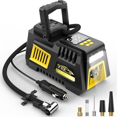 Portable Tire Inflator 12V DC Air Compressor with Digital Gauge, LED Light