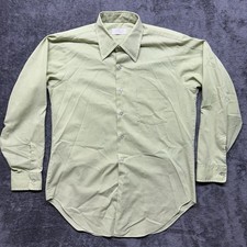 Vintage Arrow Shirt Mens 15.5x33 Green Belmont Club Button Up Sanforized 60s 70s
