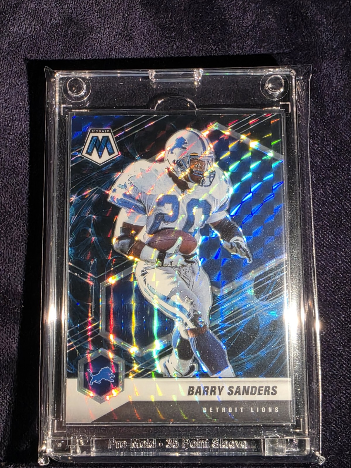 2021 Panini Mosaic Barry Sanders #75 GENESIS PRIZM SSP Case Hit Lions 🔥 Rare!