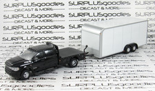 Greenlight LOOSE 2023 DODGE RAM 3500 Flatbed Dually w/White Enclosed Trailer