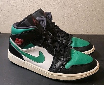 NIKE Air Jordan 1 Mid Pine Green Black White Gym Red 554724-067 Size 12