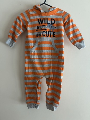 Carter's Baby Boys Wild But Cute Striped Cotton Long Sleeve Jumpsuit Orange 9M