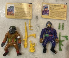 TMNT 1992 Dimwit Doughboy Rocksteady & Porknose Bebop Complete w/ Card