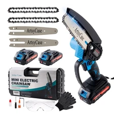 ArtsyCase Mini Chainsaw 6-inch Cordless, Portable chainsaws, Small Handheld C...