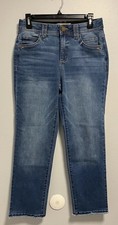 Democracy Ab Technology Comfort Waist Medium Wash Raw Hem Size 6 Ankle Jeans NEW